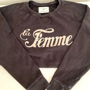La Femme Anthropologie Small Black Pullover Sweatshirt